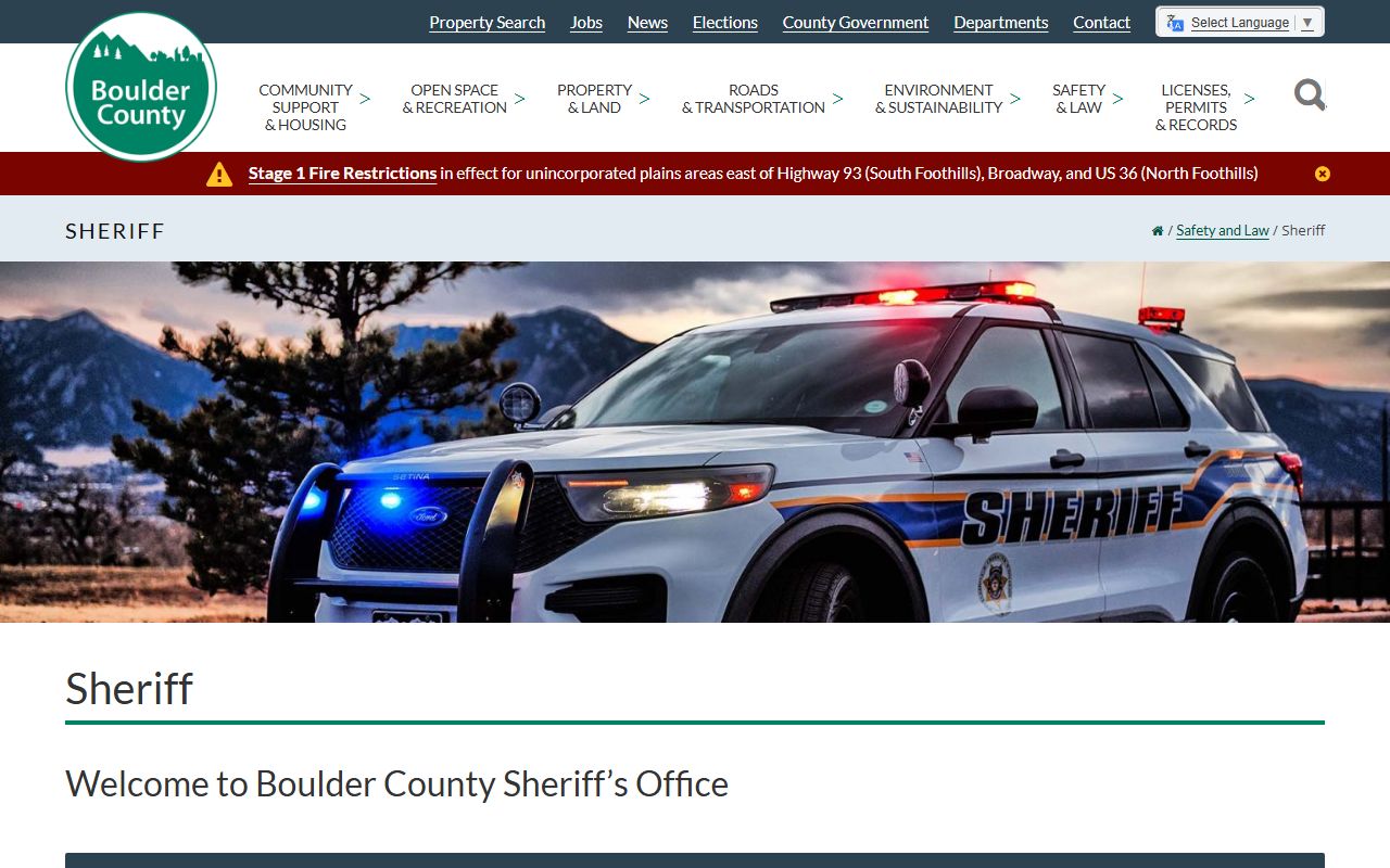 Boulder County Sheriff's Office website and resources